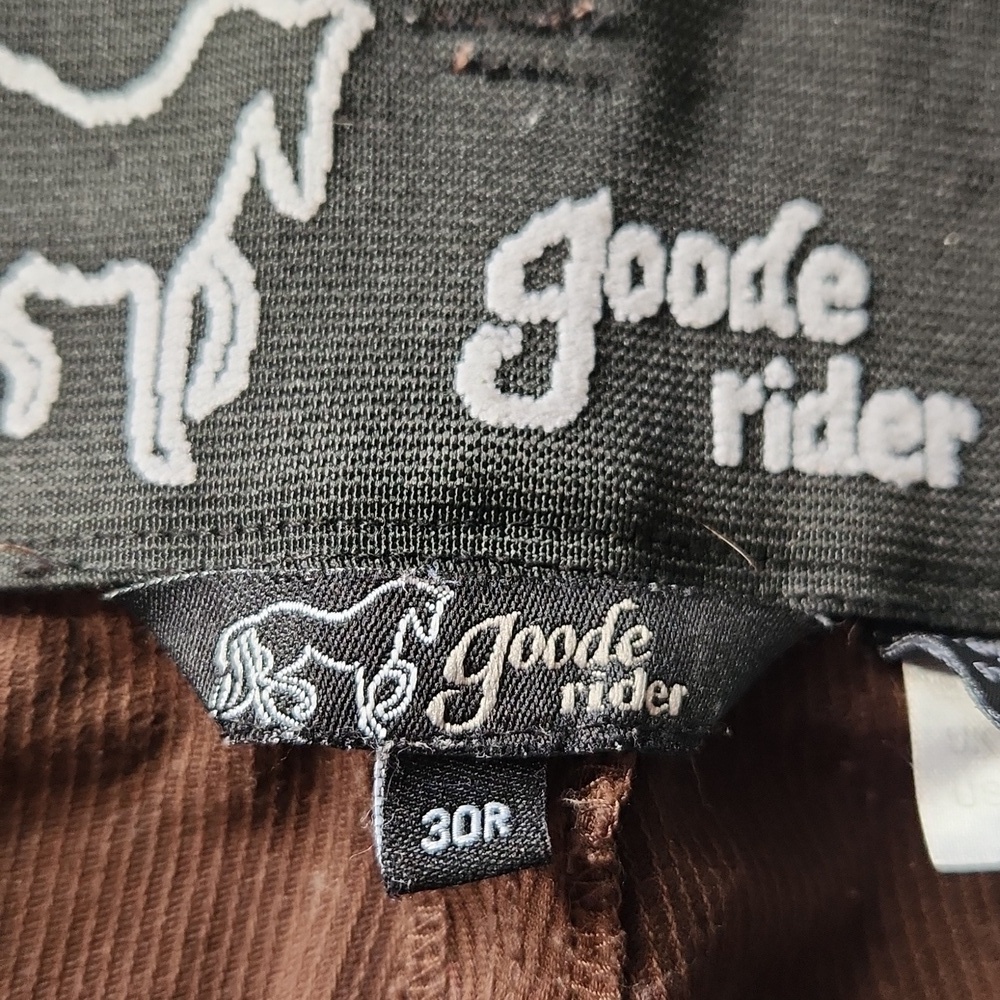 Goode Rider Equestrian Full Seat Brown Corduroy Low Pants Size 30R - Picture 6 of 12